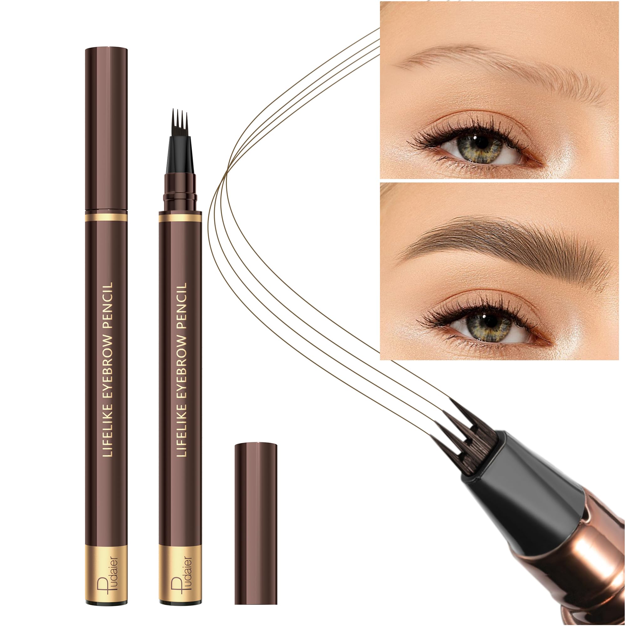 Espoce brow pen in action shows long-lasting, smudge-resistant finish.