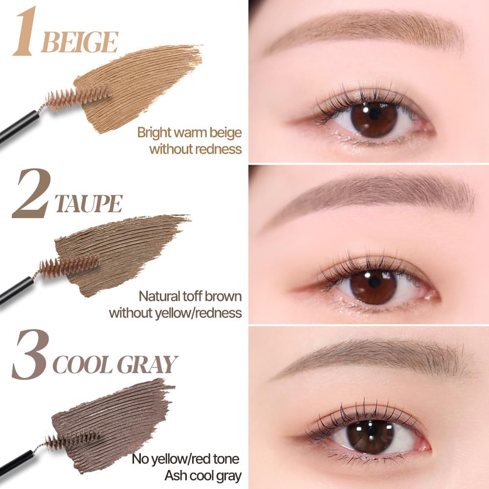 Close-up swatch of Espoir Brow Color Fixing Cara beige shade on skin
