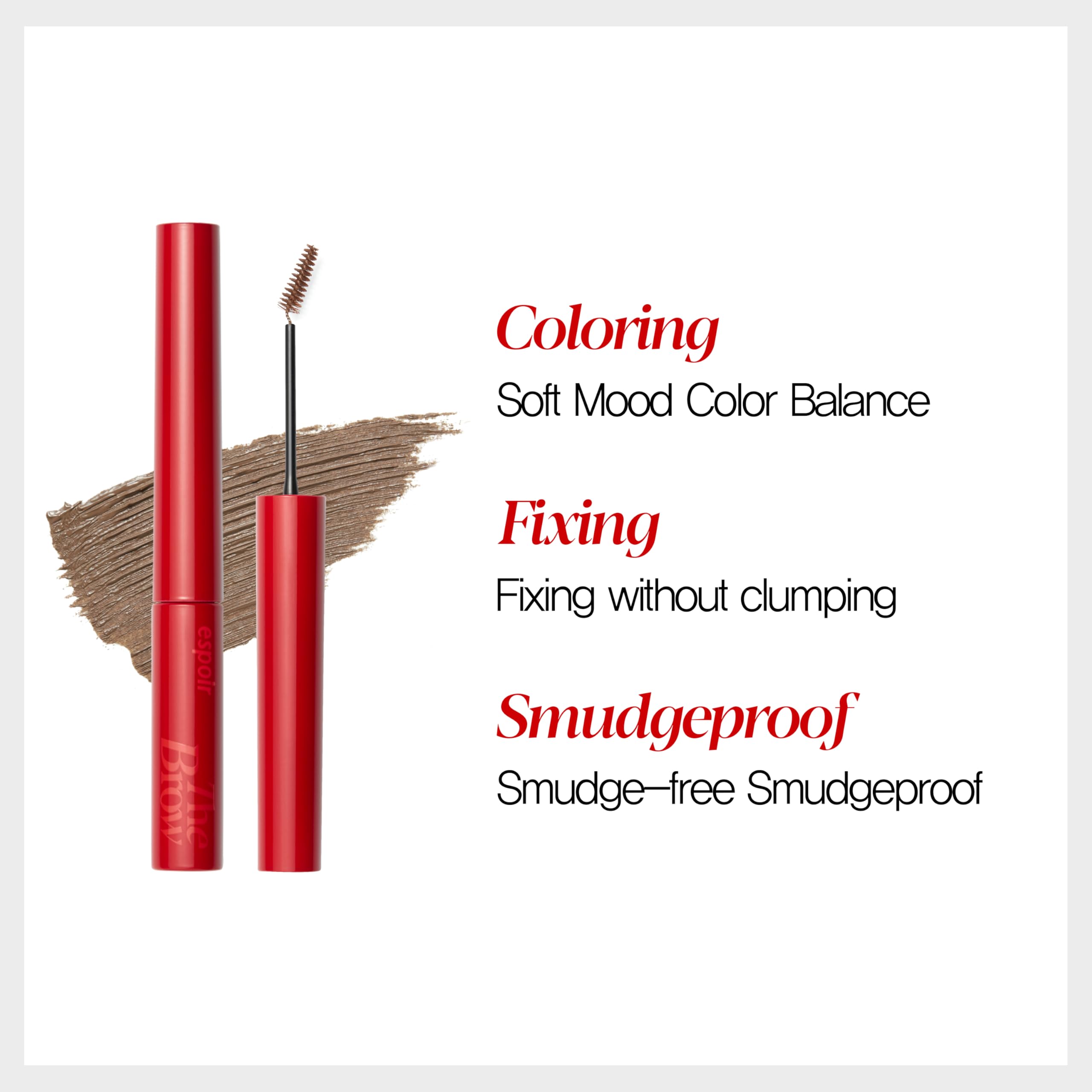 Espoir smudge-proof finish keeps brows neat through heat or sweat