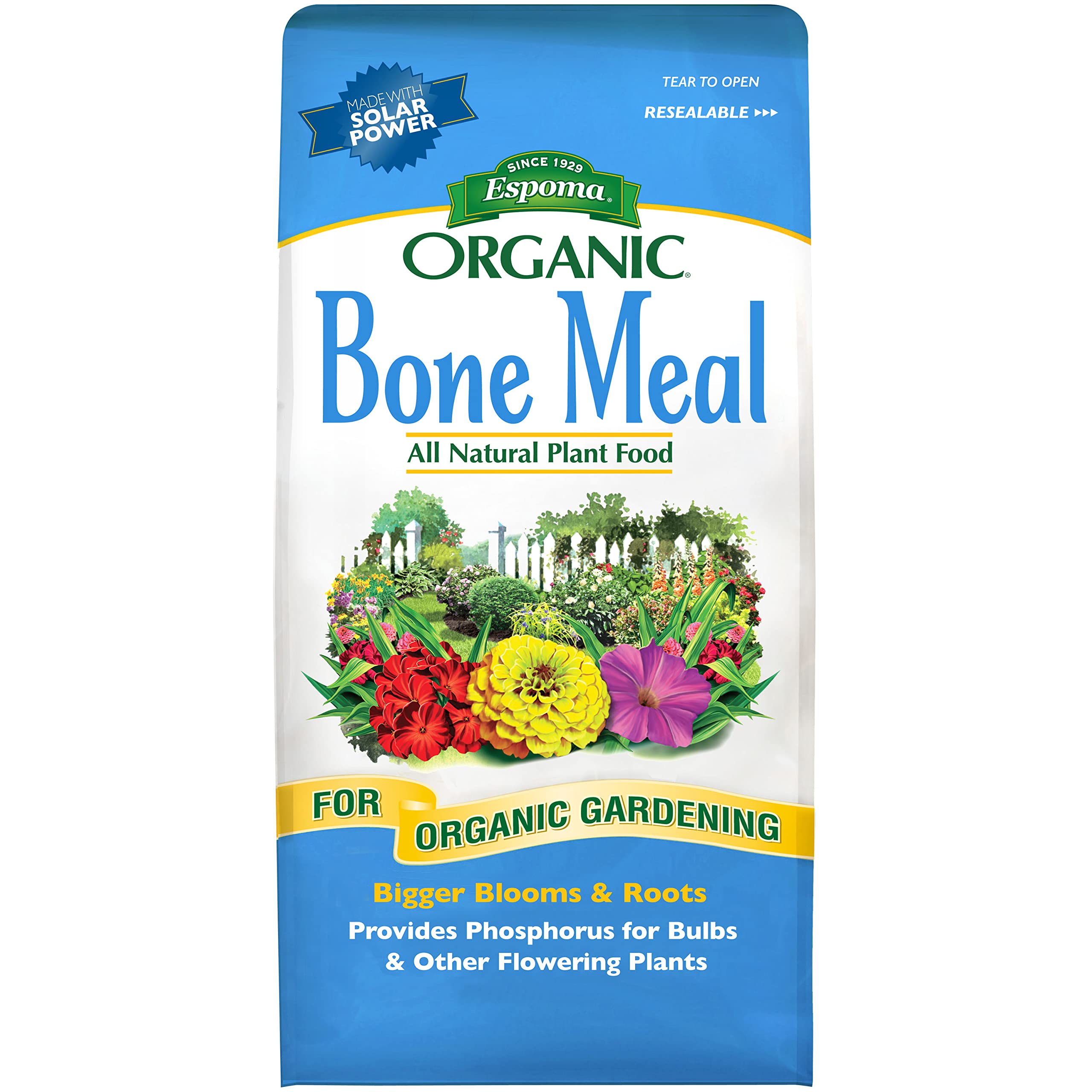 Espoma Bone Meal fertilizer bag for organic bulbs and flowering plants.