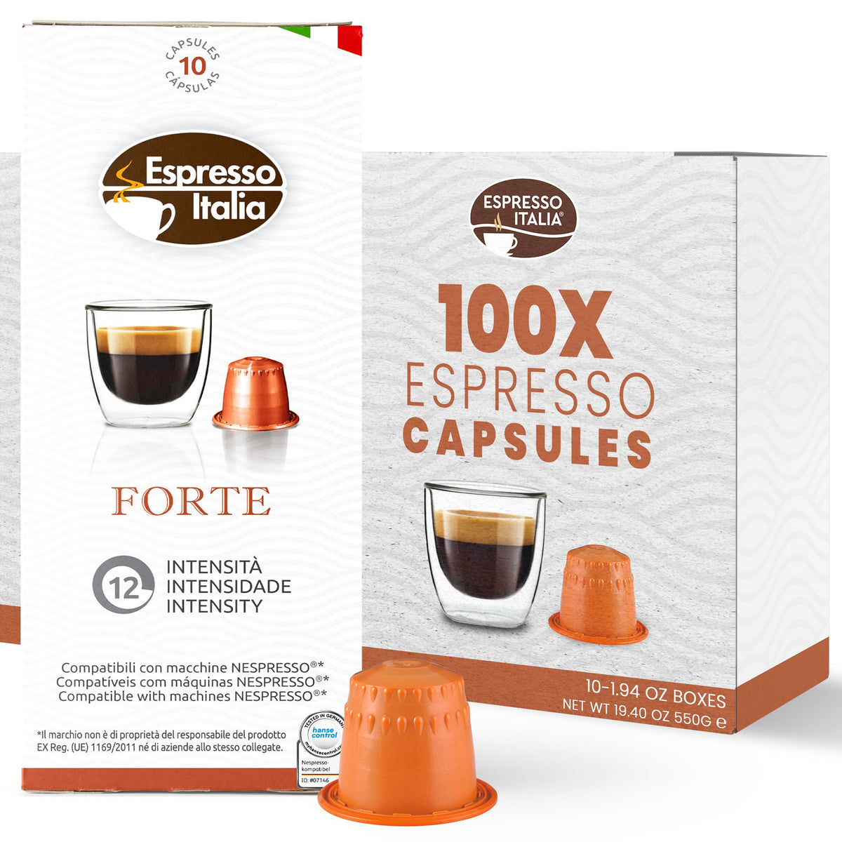 Espresso Italia FORTE pods compatible with Nespresso Original Line.