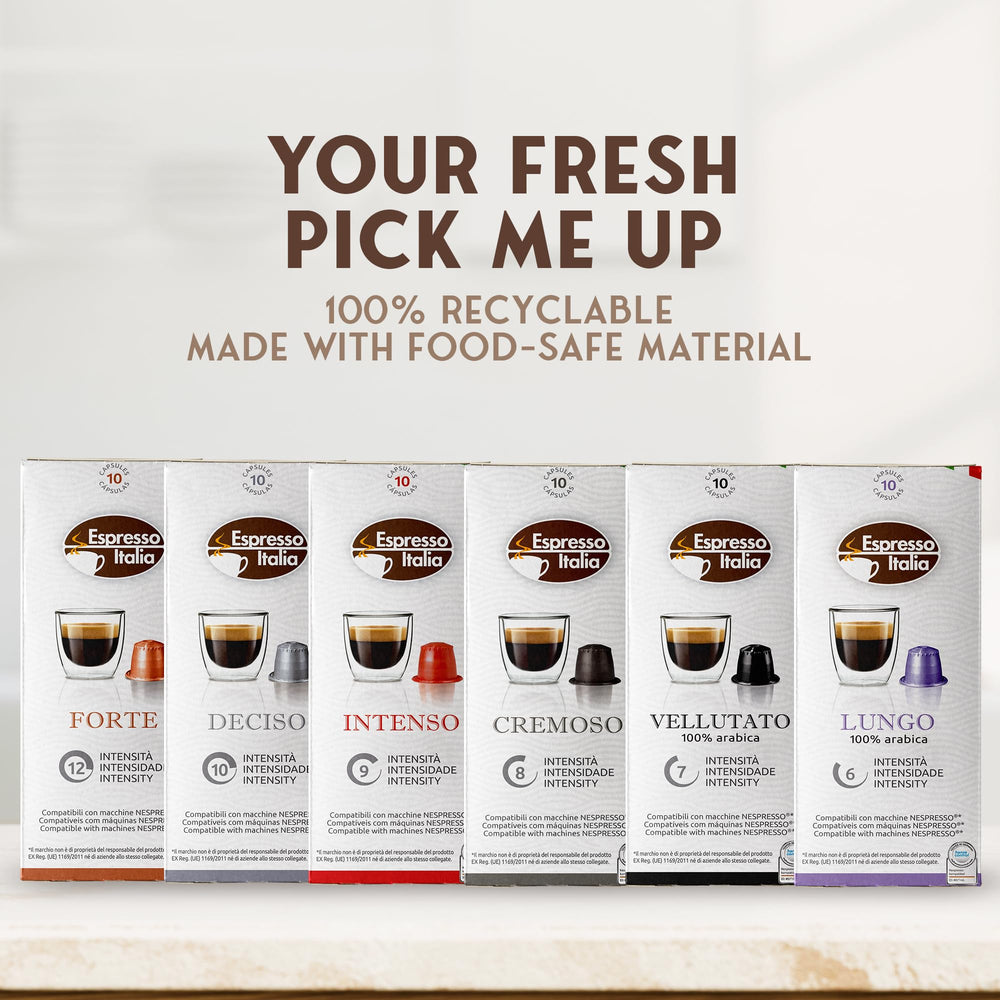 Espresso Italia intensity range guides you from delicate to bold brews.