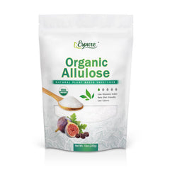 Espure Organic Allulose bottle, a low-calorie sugar alternative for beverages and desserts.