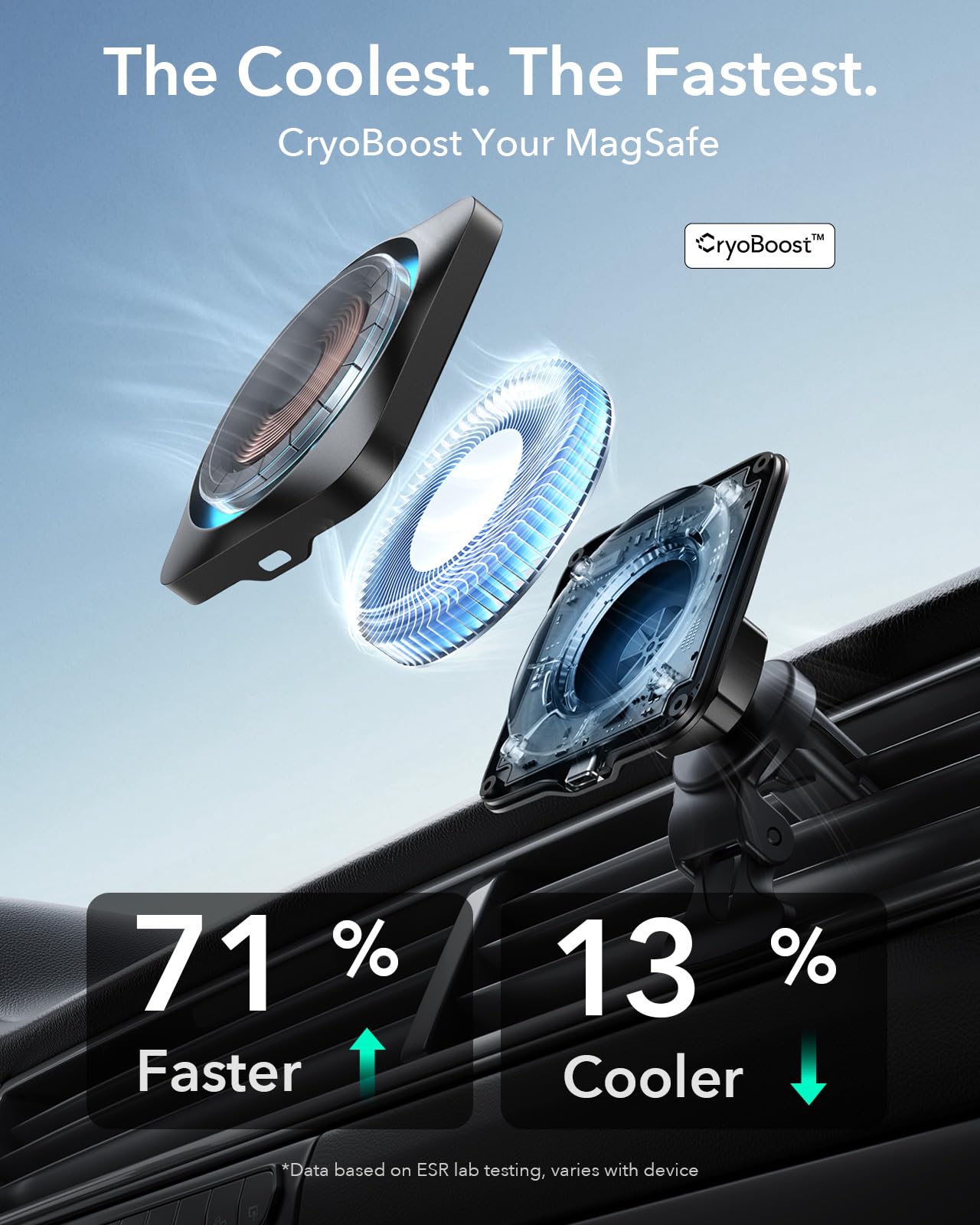 ESR car mount on dashboard keeps your phone stable while driving