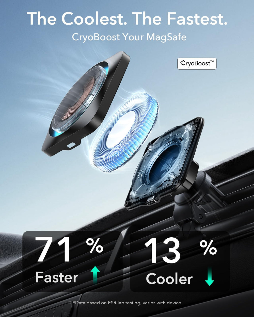 ESR car mount on dashboard keeps your phone stable while driving
