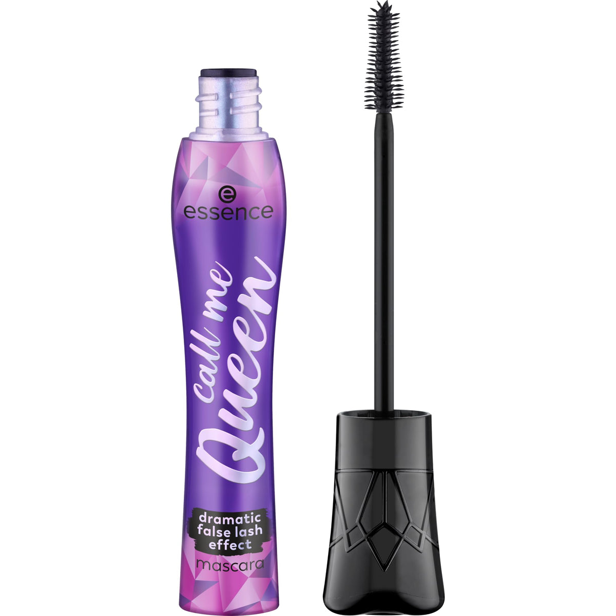 essence Call Me Queen Mascara bottle and brush showing dramatic lash enhancement