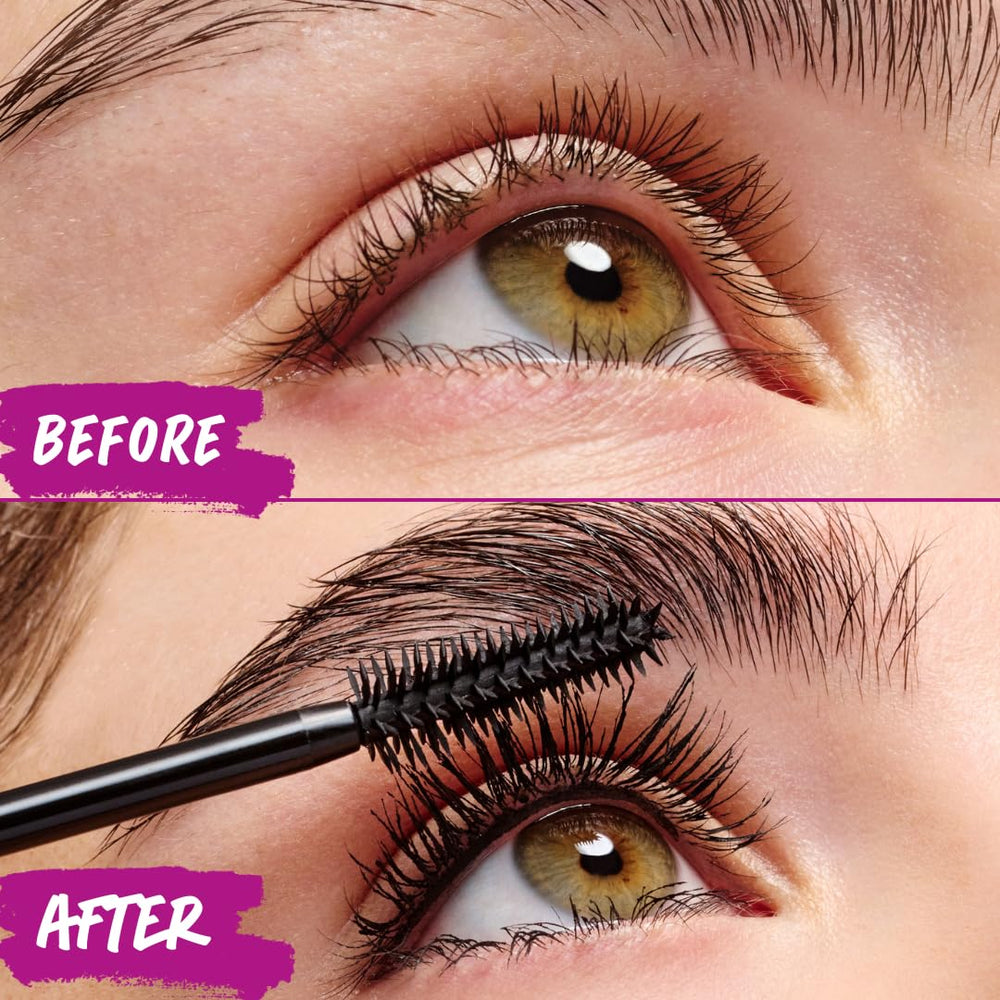 Root-to-tip strokes with essence Call Me Queen Mascara for full lash coverage
