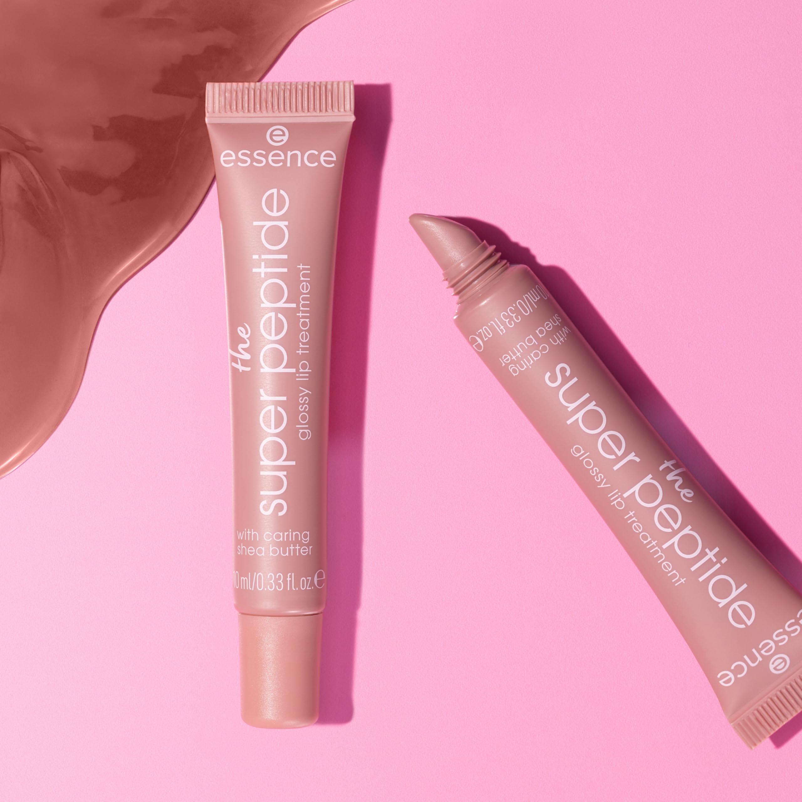 essence close-up lips showcase a glossy, non-sticky finish.