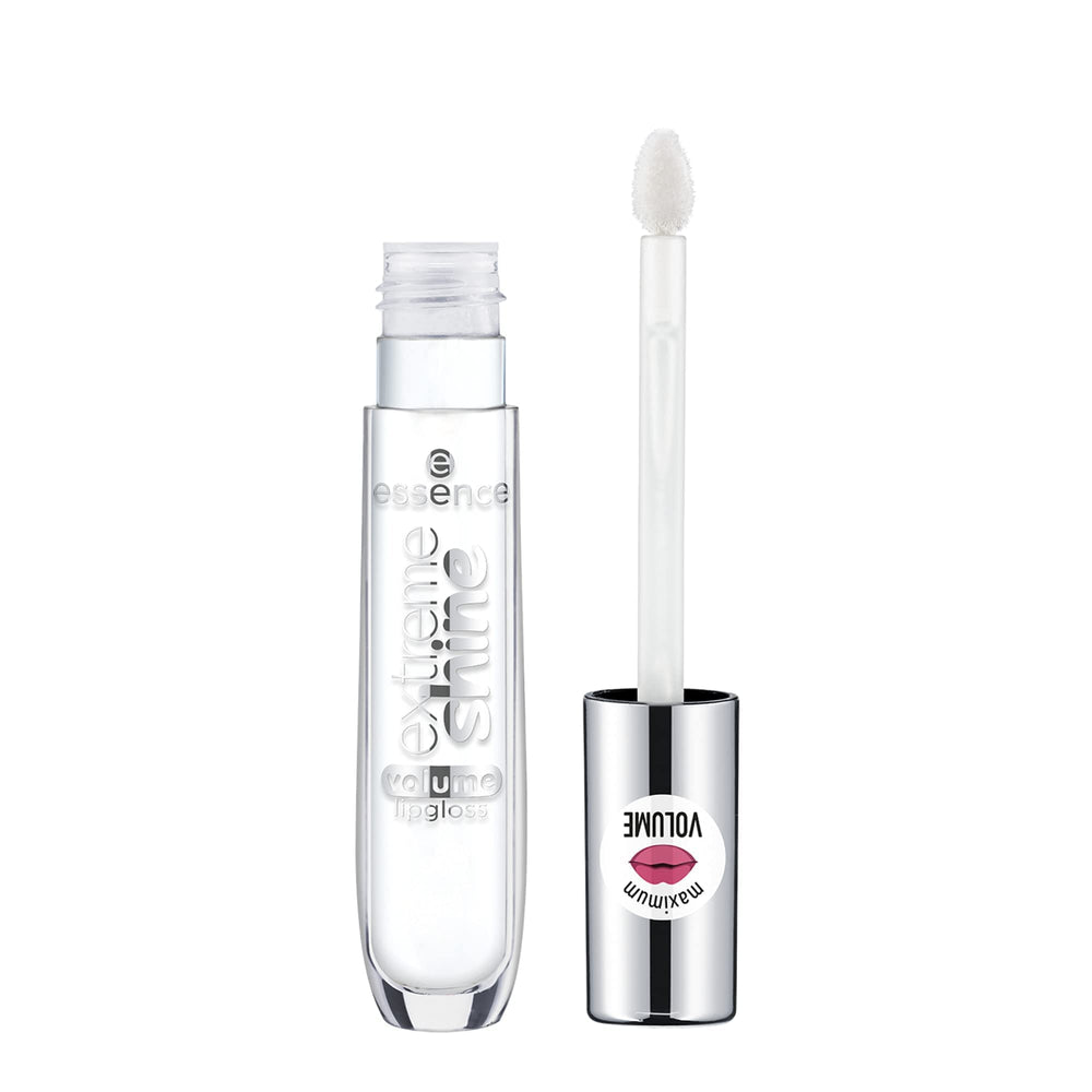 essence Extreme Shine Volume Lip Gloss brush close-up shows smooth application.