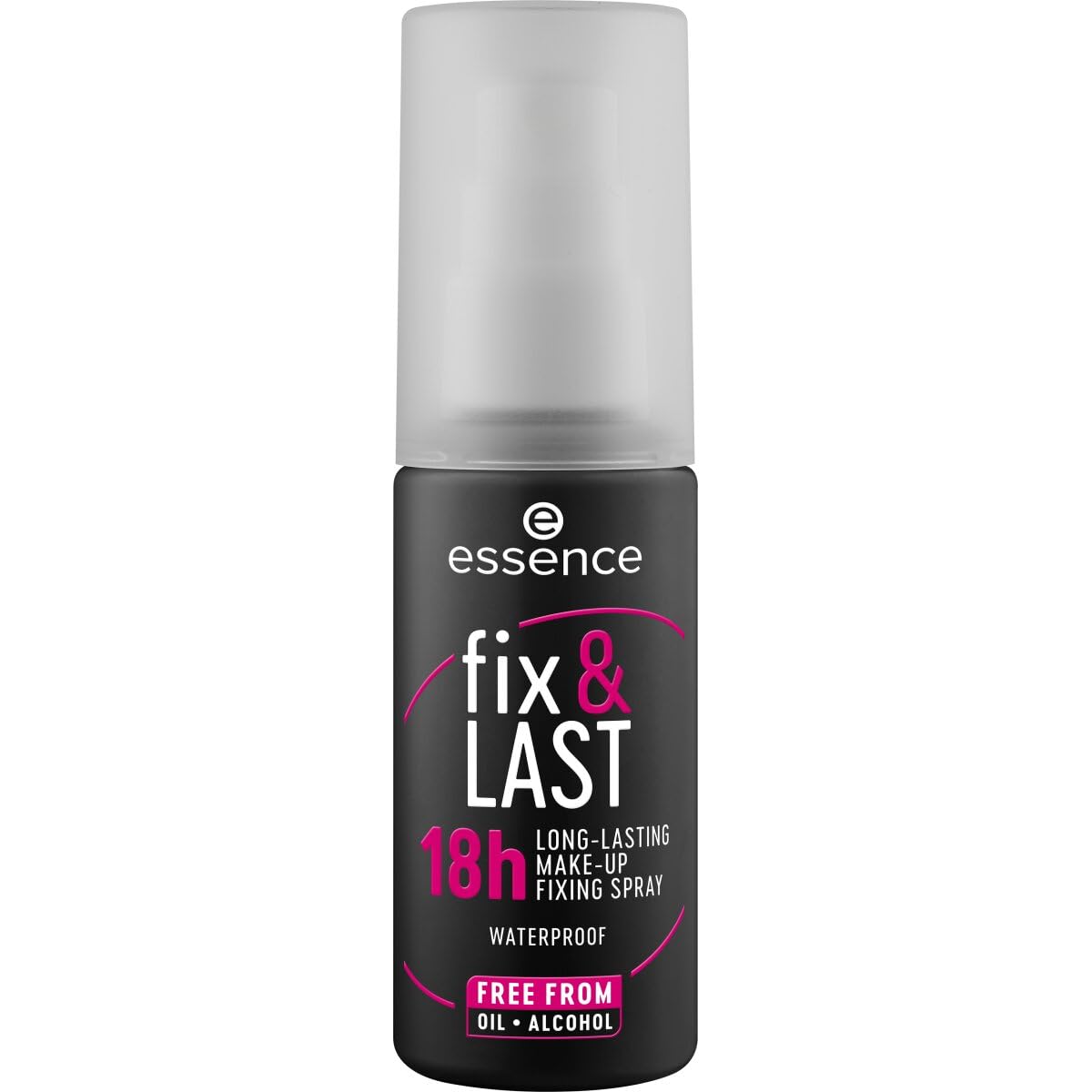 essence Fix & Last 18H spray bottle shows ultra-fine mist for long-lasting makeup hold