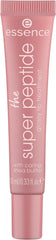 essence glossy lip treatment on lips delivers a plump-looking shine with peptide nourishment.