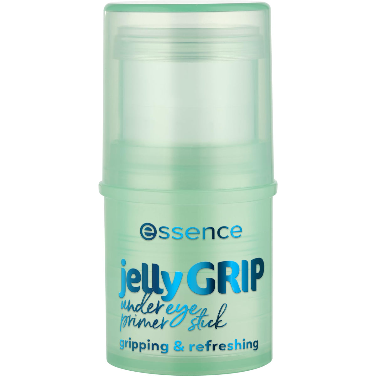 essence Jelly Grip under-eye primer stick showing cooling effect for refreshed under-eye skin