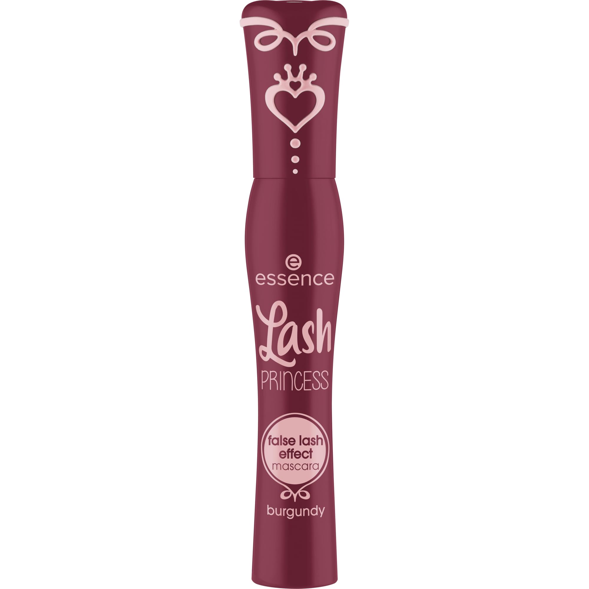 essence Lash Princess Burgundy close-up shows conic brush defining lashes