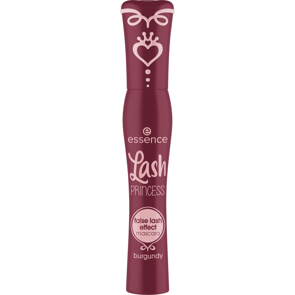 essence Lash Princess Burgundy close-up shows conic brush defining lashes