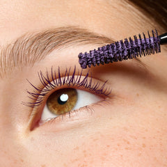 Essence Lash Princess Purple wand in action for defined lashes.