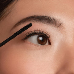 essence Lash Princess Slim Brush closeup of slim fiber wand in use