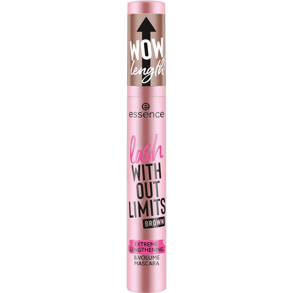 Essence Lash Without Limits volume application shot shows dramatic lash lift potential.