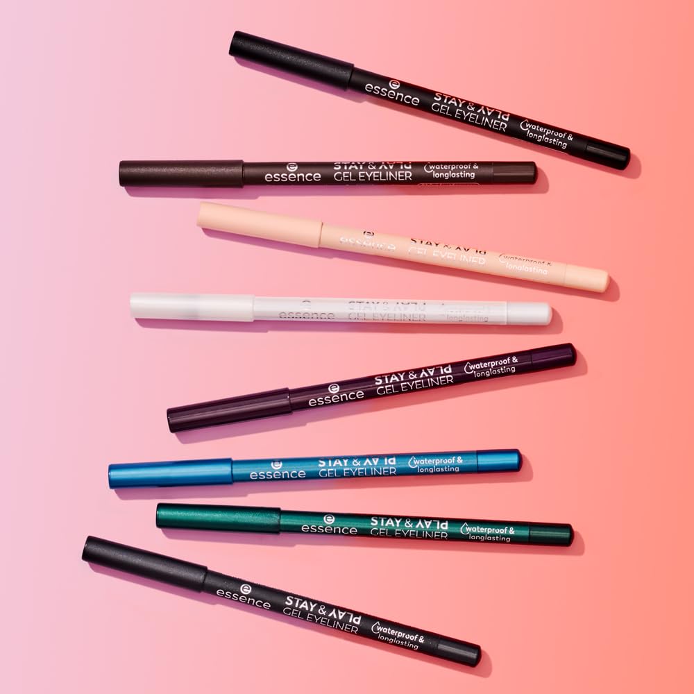 Essence Stay & Play Gel Eyeliner cap close-up shows sleek design.