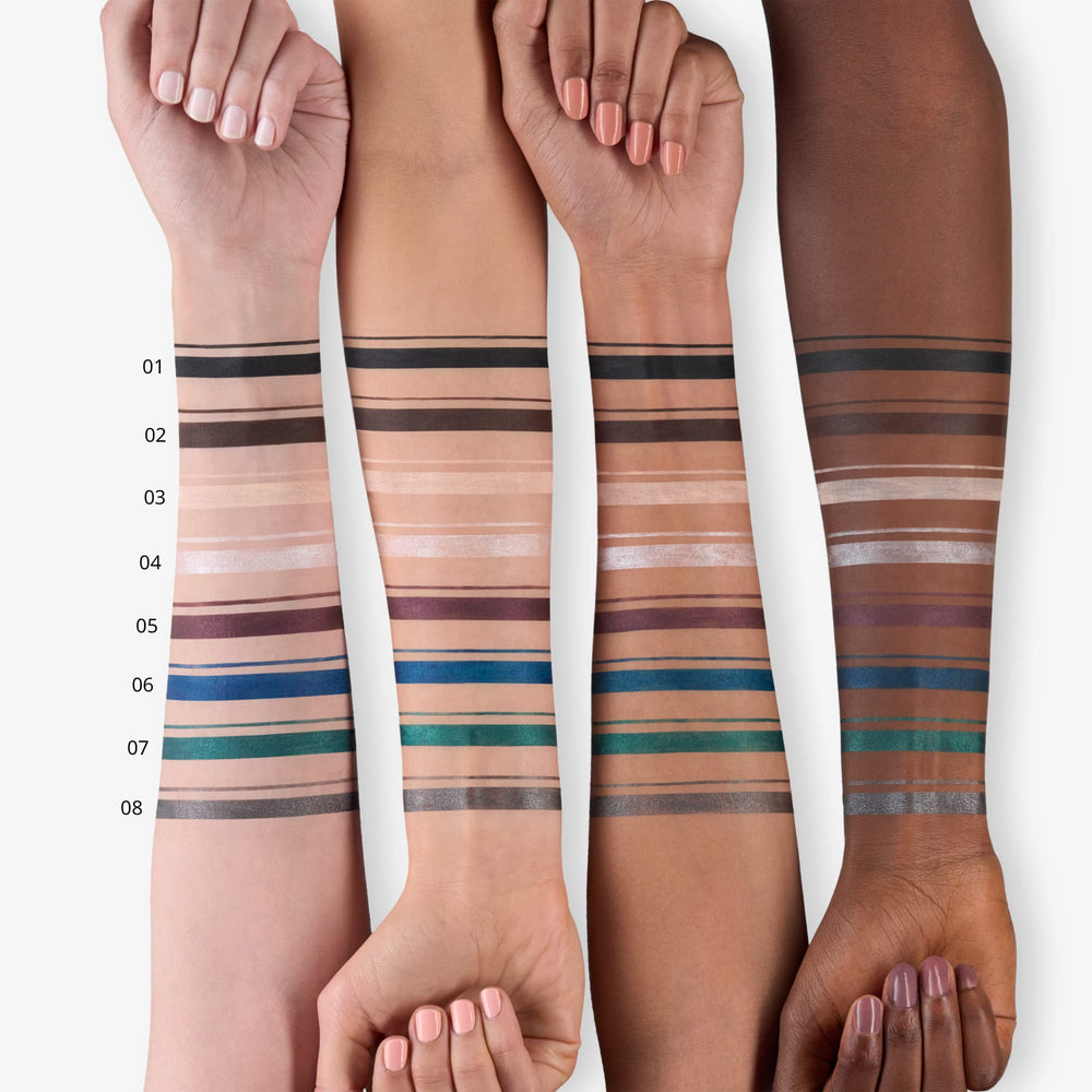 Essence Stay & Play Gel Eyeliner lifestyle shot features a bold wing look.