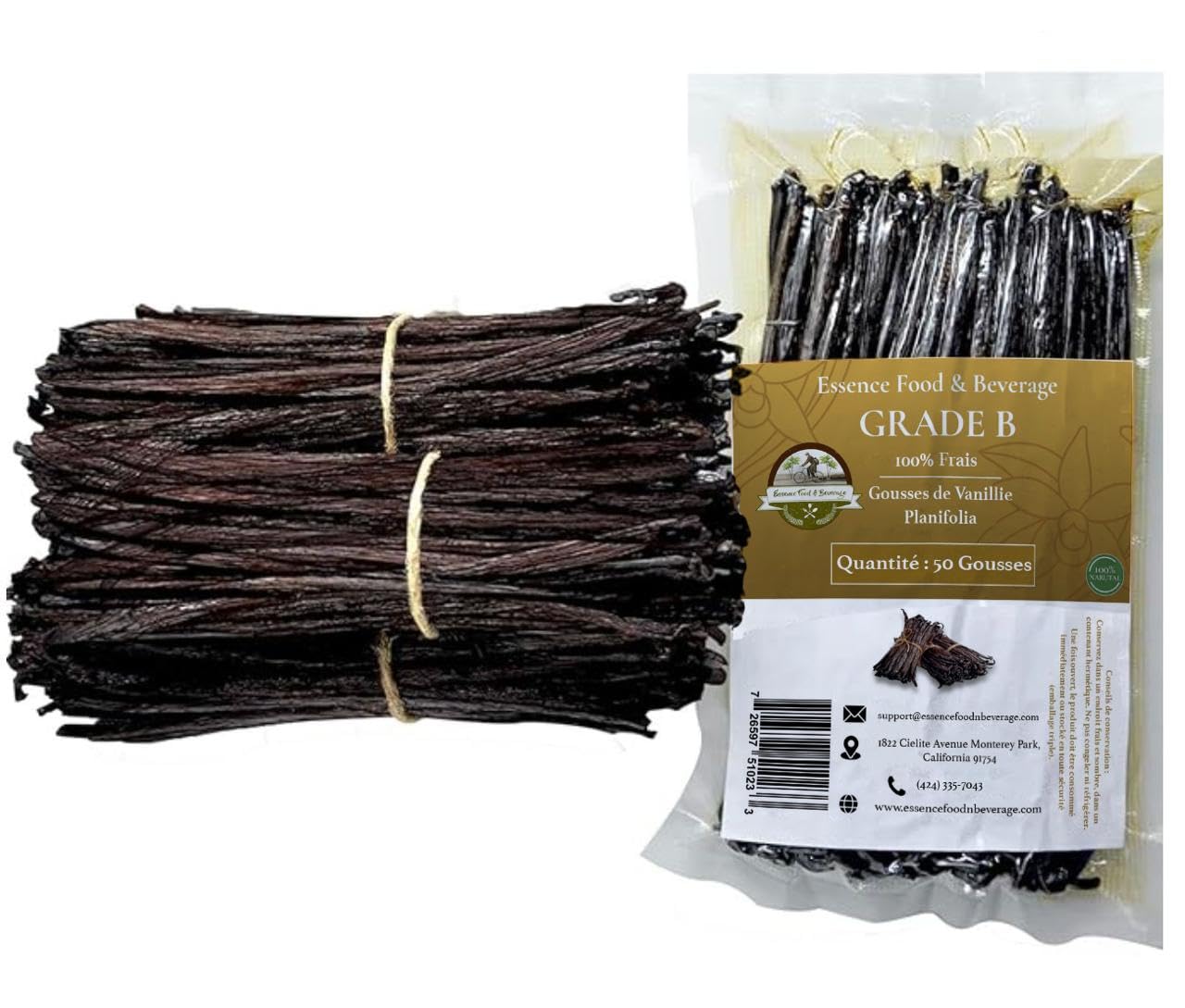 Long 4-5 inch vanilla beans with dark brown sheen for premium flavor