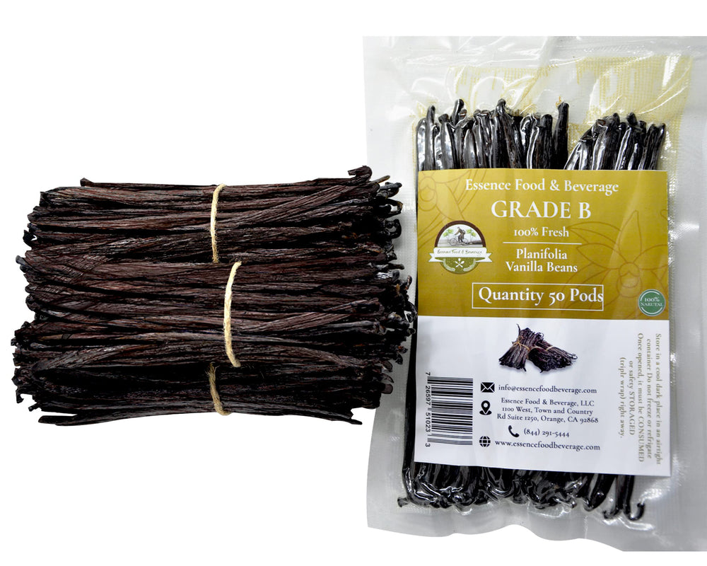 ESSENCE Grade B vanilla beans in a 50-pack for homemade vanilla extract