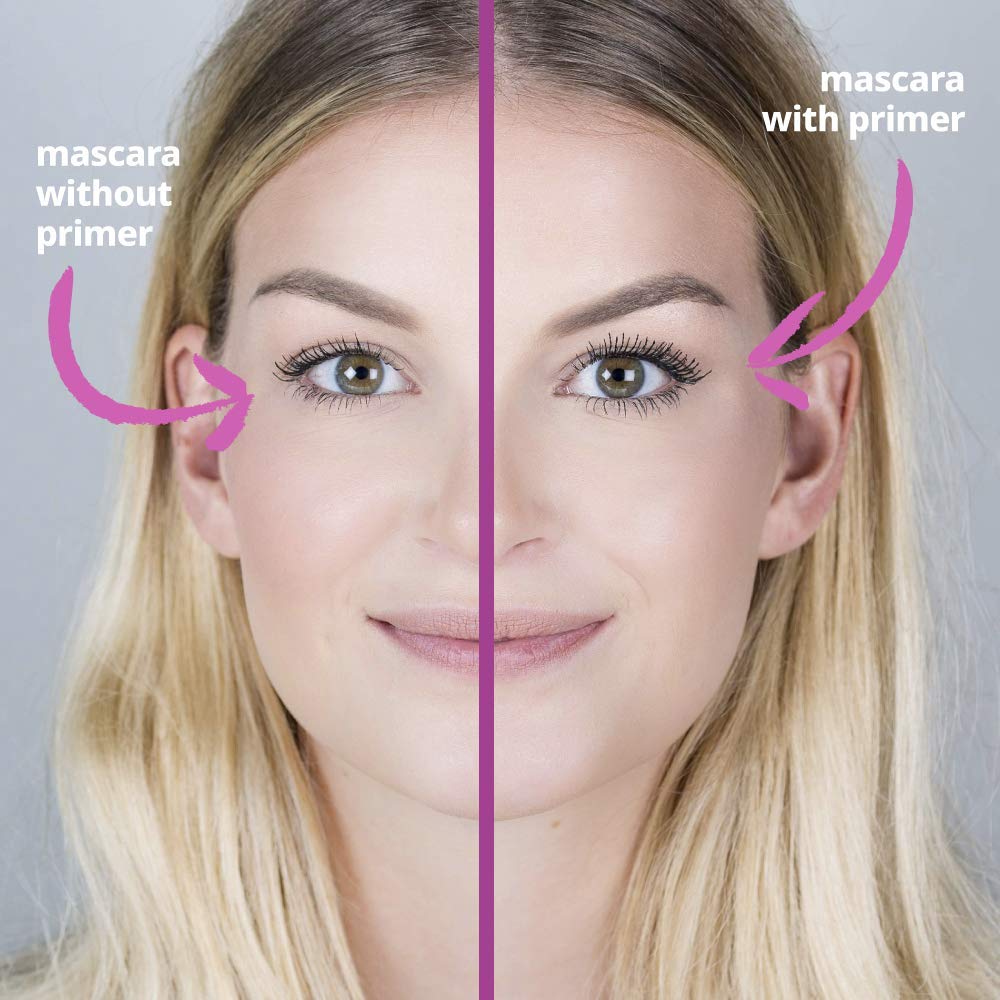 Lashes after applying essence Volume Booster Lash Primer before mascara.