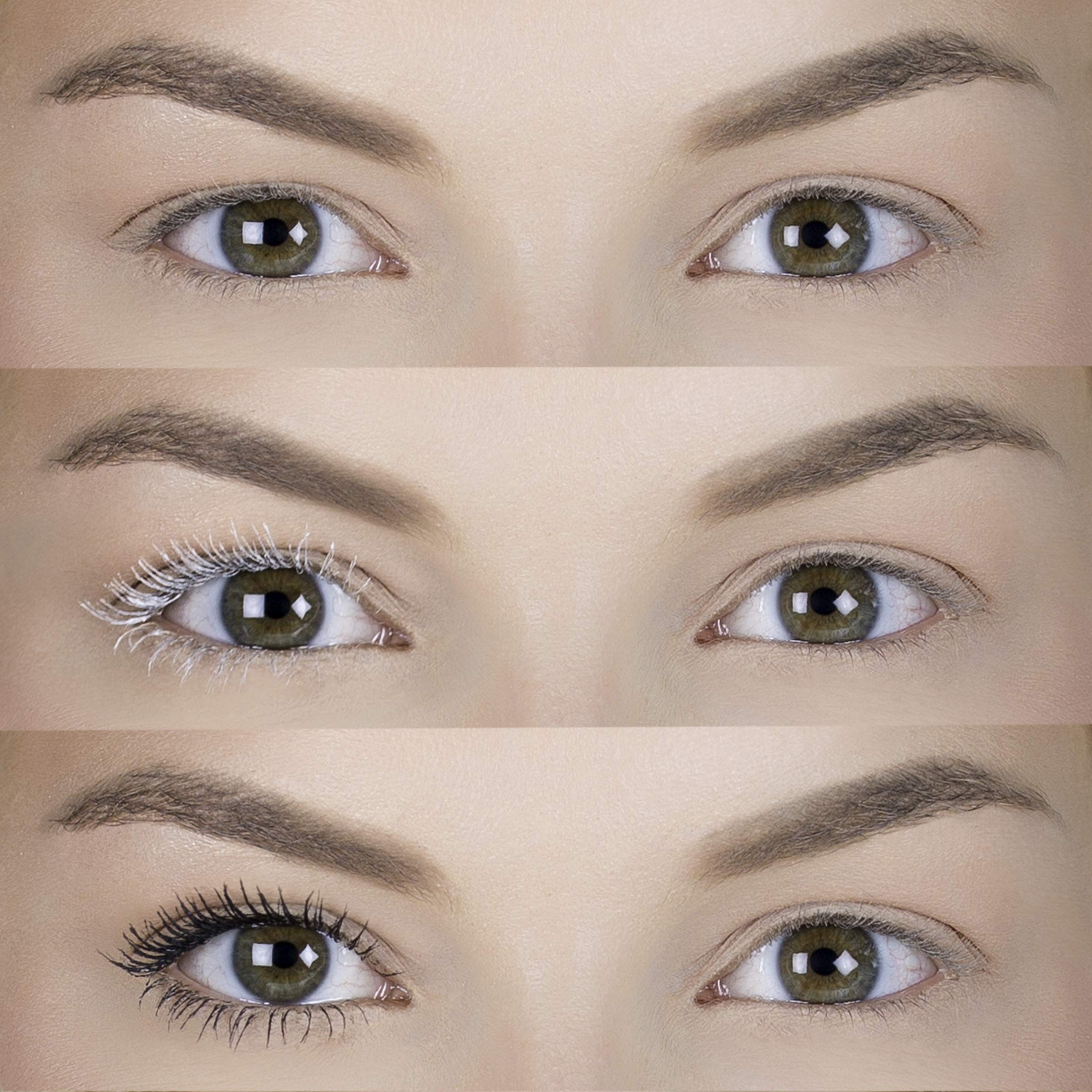 White-base bottle of essence Volume Booster Lash Primer reflects Italian craftsmanship.