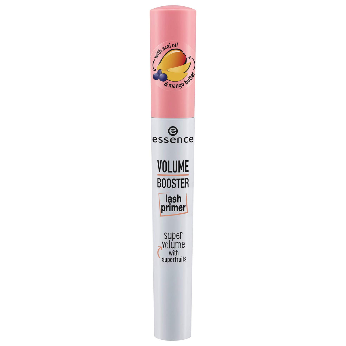 essence Volume Booster Lash Primer white base ready to boost mascara adhesion.