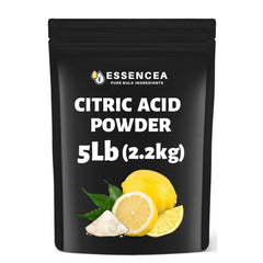 Essencea Citric Acid 5lb powder in a resealable pouch for freshness and bulk convenience.