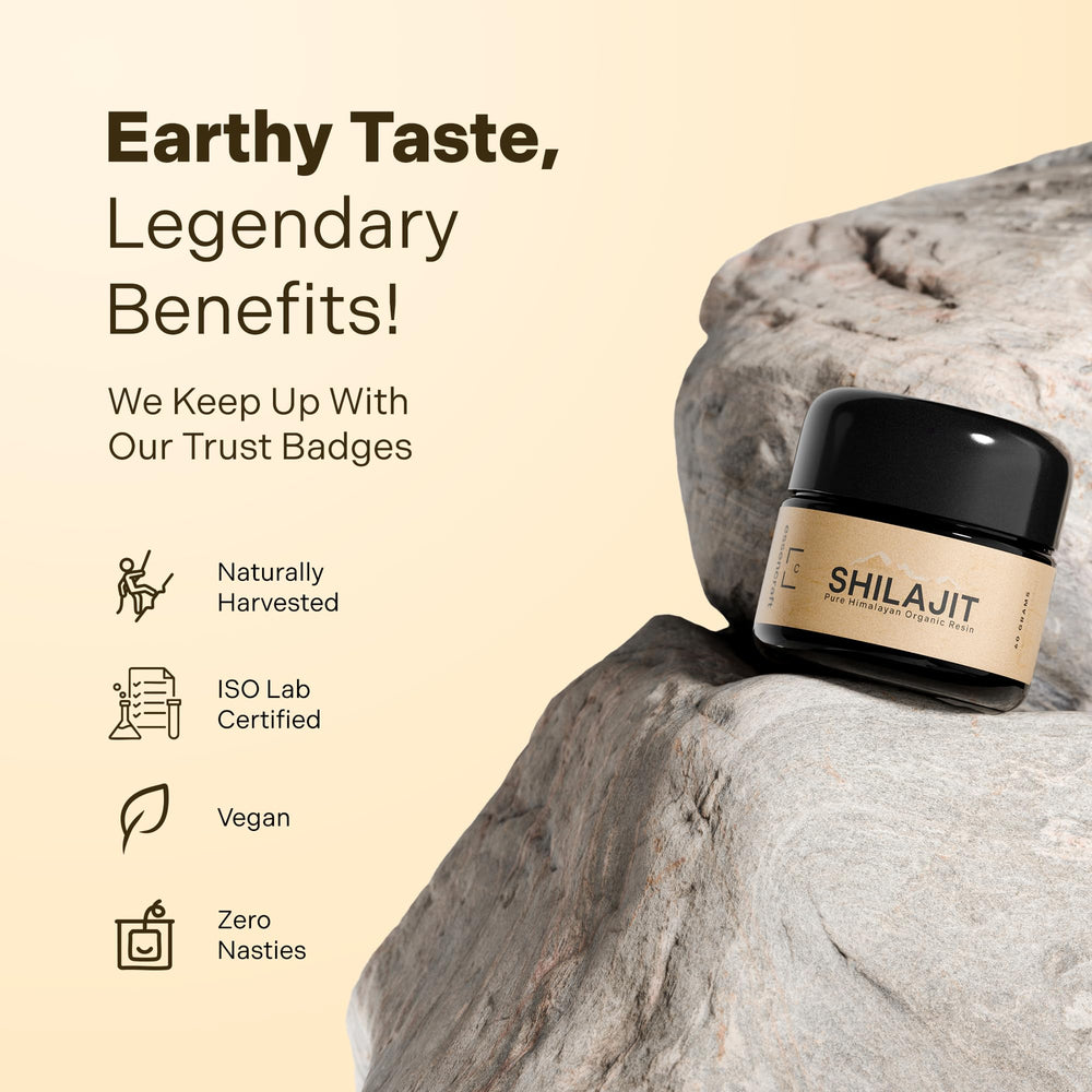Essencraft Shilajit resin label and packaging communicates lab-tested purity and safety