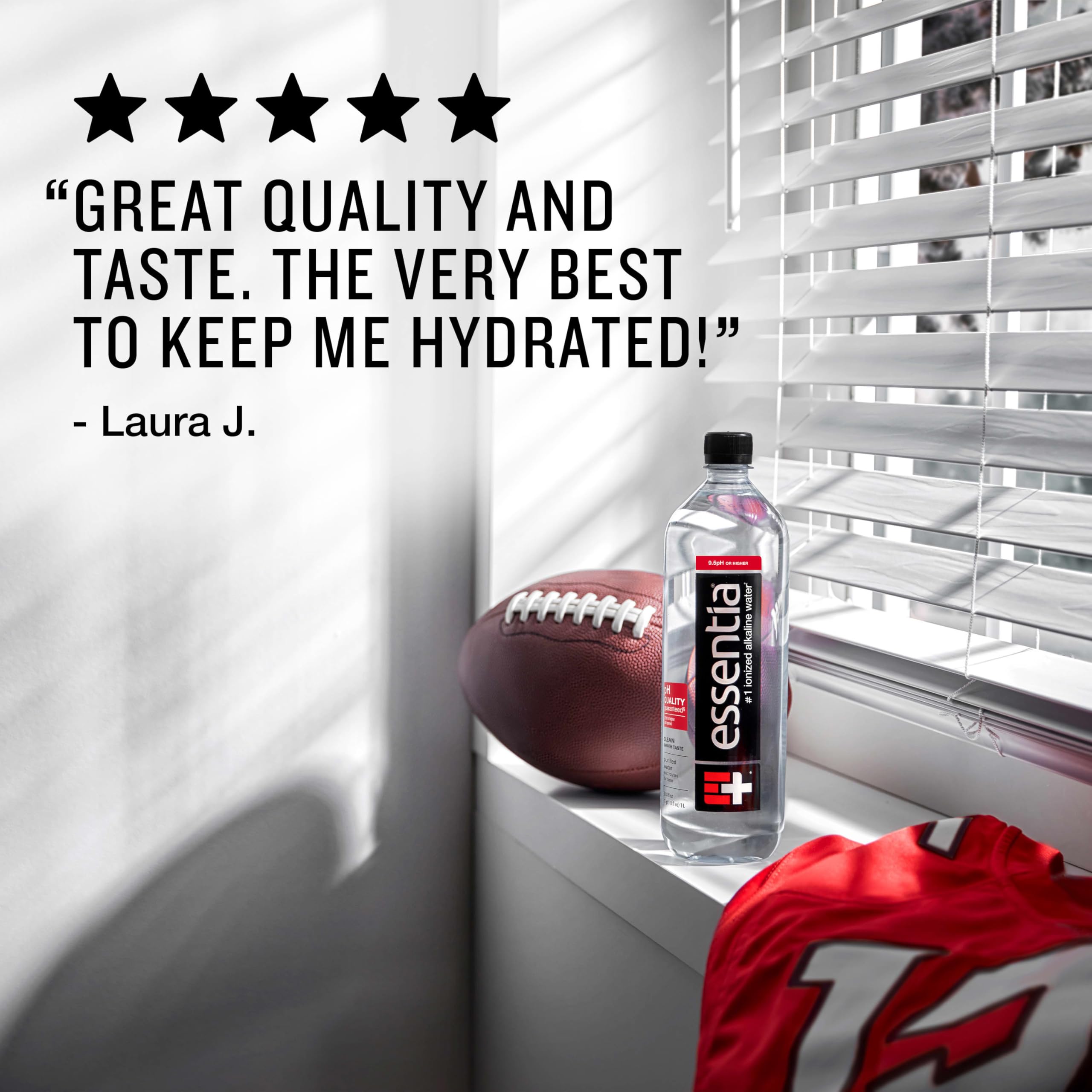 Essentia Water electrolyte blend detail showing enhanced hydration profile.