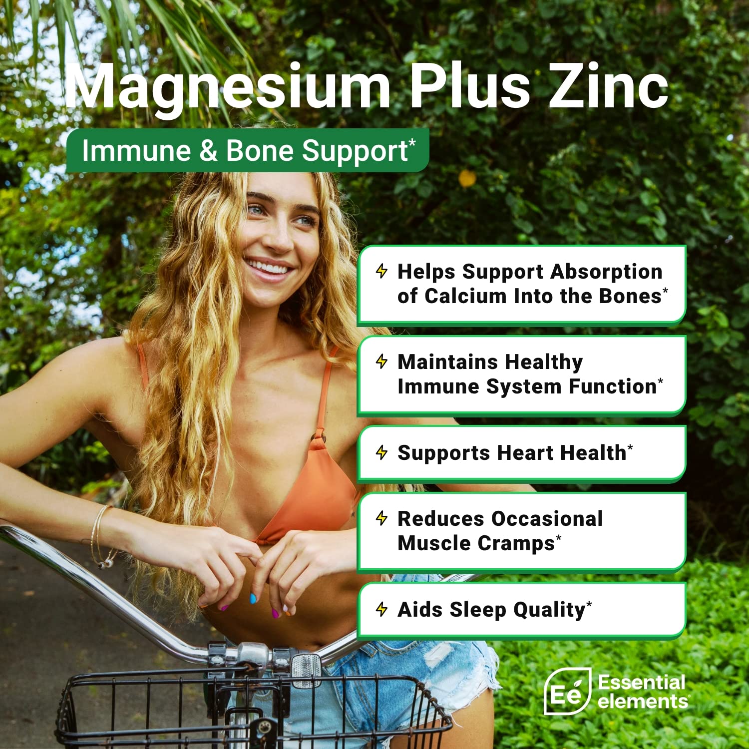 Closeup of Essential Elements Magnesium Plus Zinc D3 capsules for easy swallowing