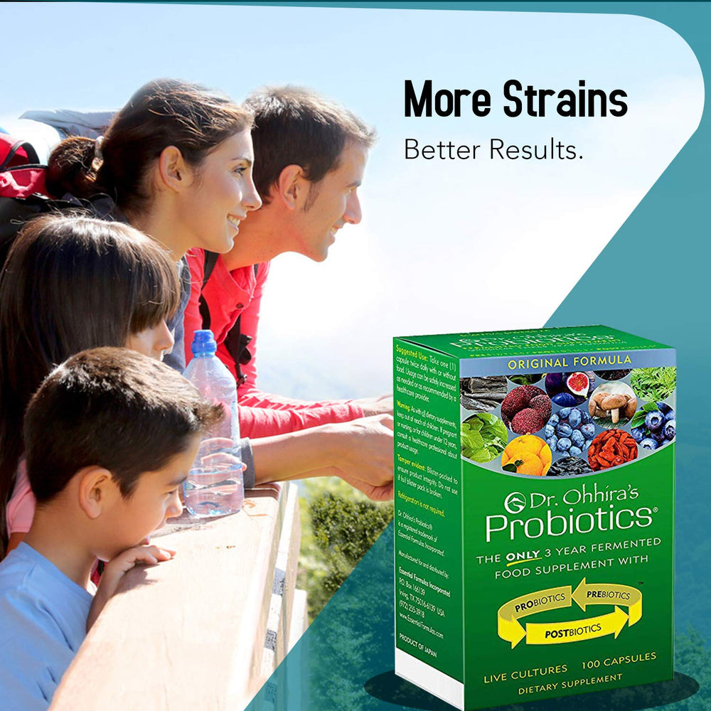 Essential Formulas vegetarian capsules showing dairy-free and gluten-free probiotic options