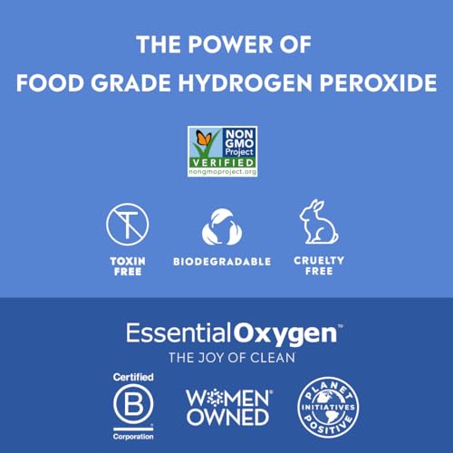 Essential Oxygen label close-up showing 3% food-grade hydrogen peroxide
