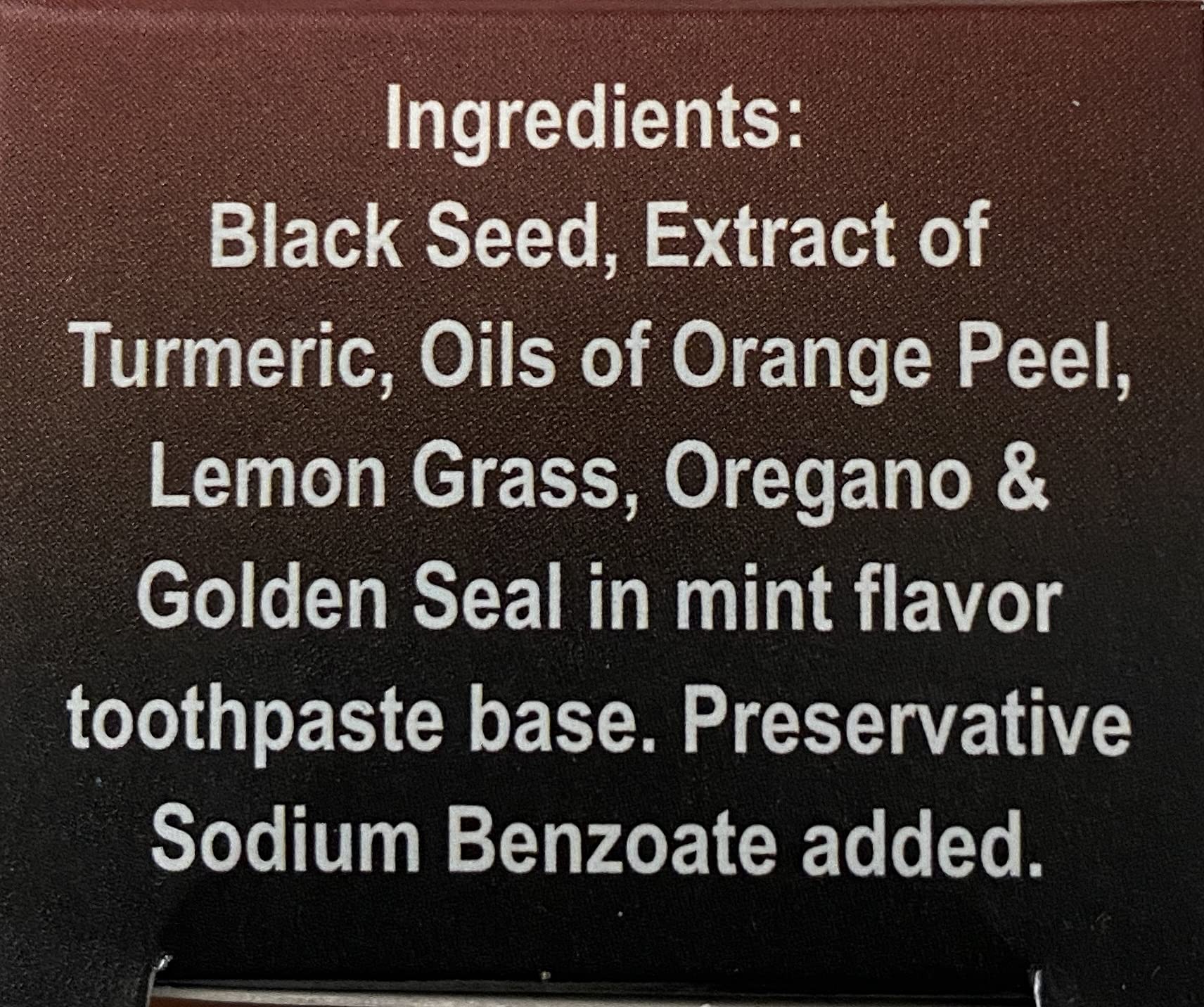 Essential Palace Organic Black Seed Toothpaste packaging closeup highlights natural ingredients for daily freshness.