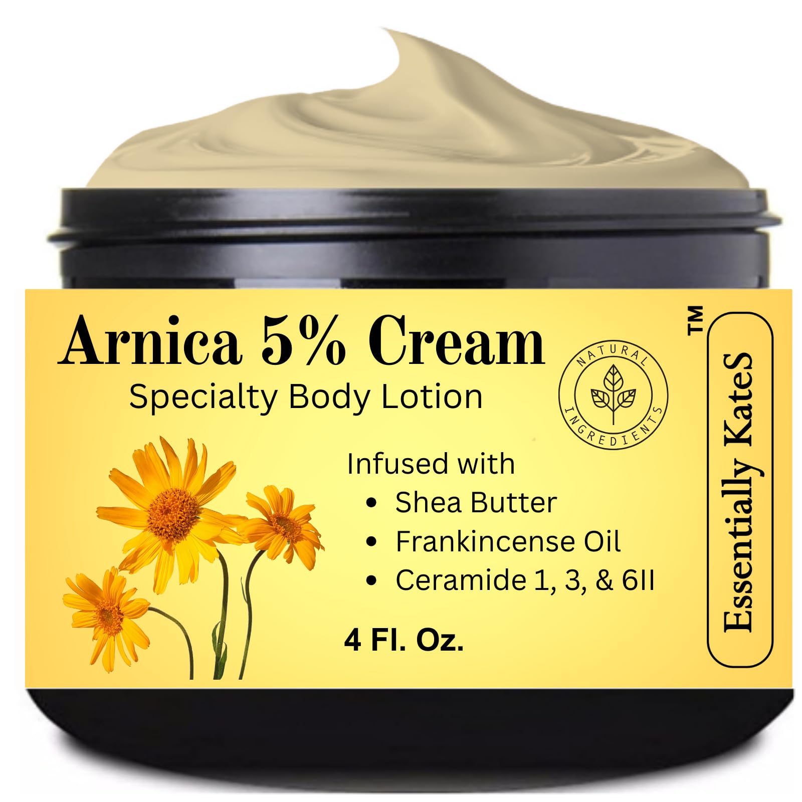 Essentially KateS Arnica 5% Cream Lotion bottle for post-activity relief with fast absorption.