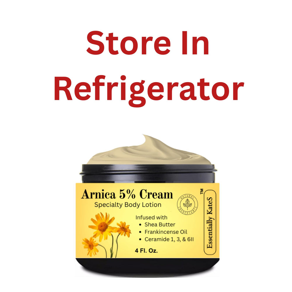 Essentially KateS Arnica 5% Cream Lotion with ceramides aids skin barrier support.