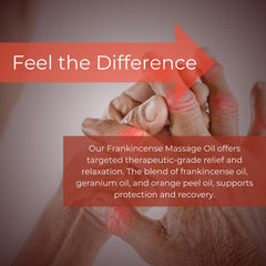 Essentially KateS Frankincense Massage Oil application scene shows fast-absorbing, non-greasy spread.