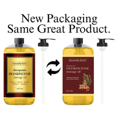 Essentially KateS Frankincense Massage Oil label highlighting purity for mindful self-care.