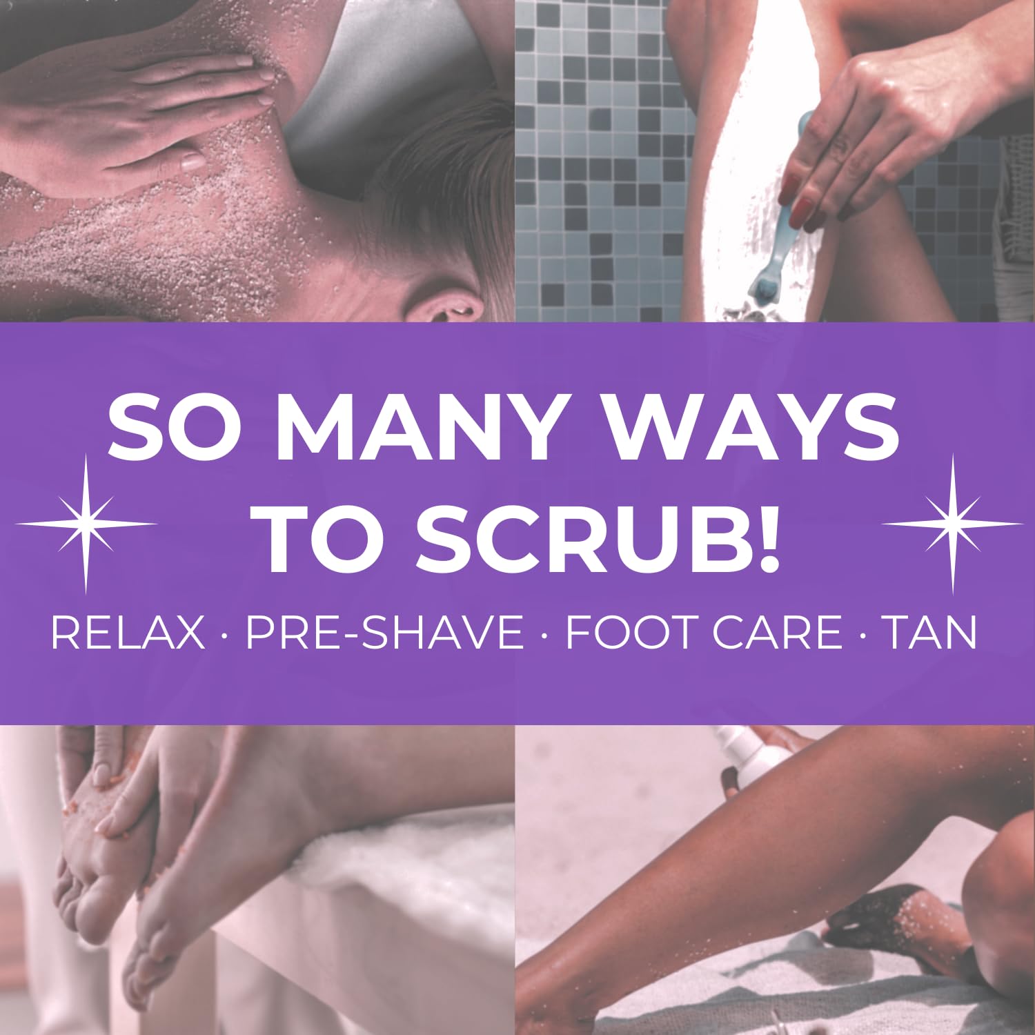 Essentially KateS scrub application image showing gentle pre-shower pampering.