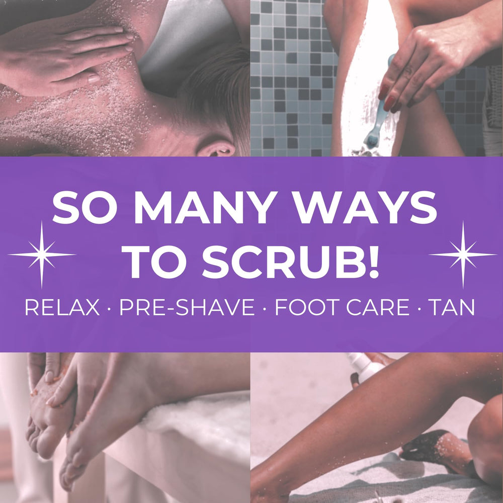 Essentially KateS scrub application image showing gentle pre-shower pampering.