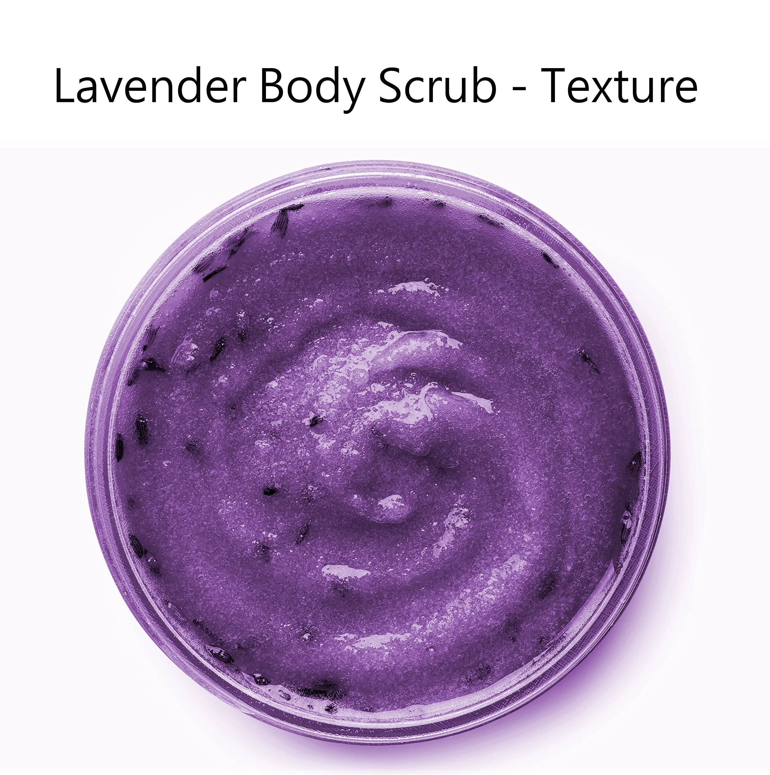 Essentially KateS Lavender Salt Scrub ingredients featuring Dead Sea salt and natural oils.