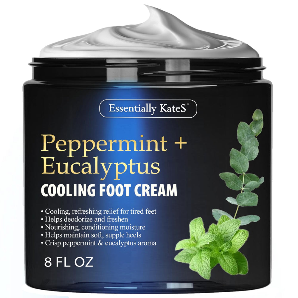 Essentially KateS Peppermint + Eucalyptus cream texture closeup highlights refreshing, non-greasy hydration.