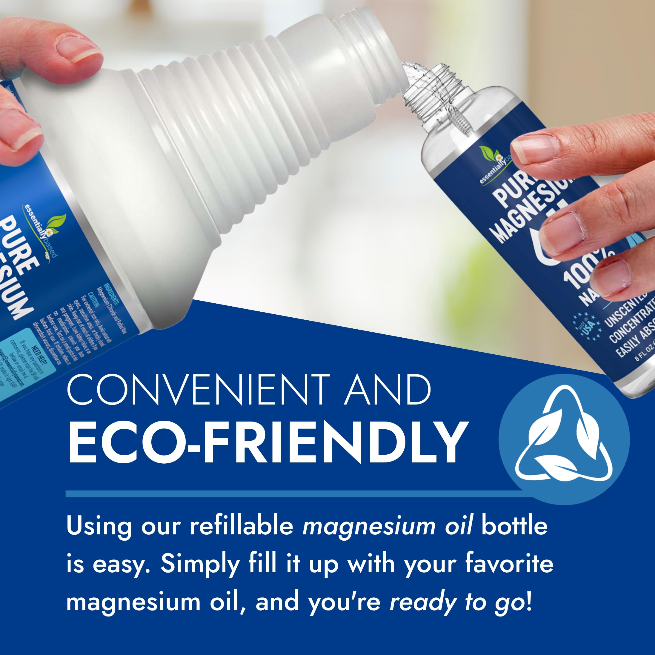 Essentiallybased Organic Magnesium Oil Spray emphasizes natural sourcing.