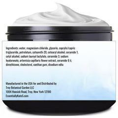 Essentially KateS ceramides and hyaluronic acid ingredients close-up for skin hydration.