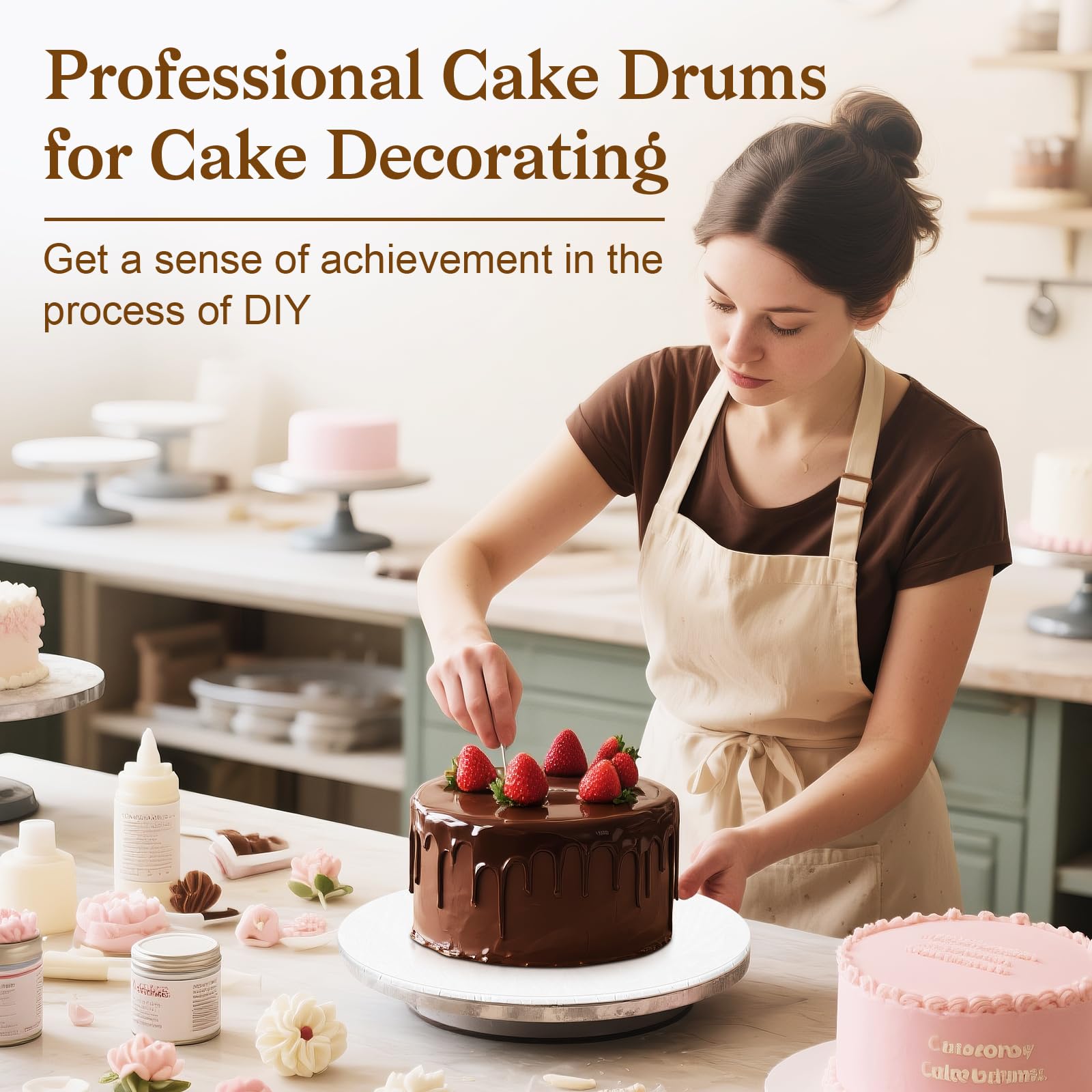 Essenya freeze-friendly cake drum supports prep and storage.