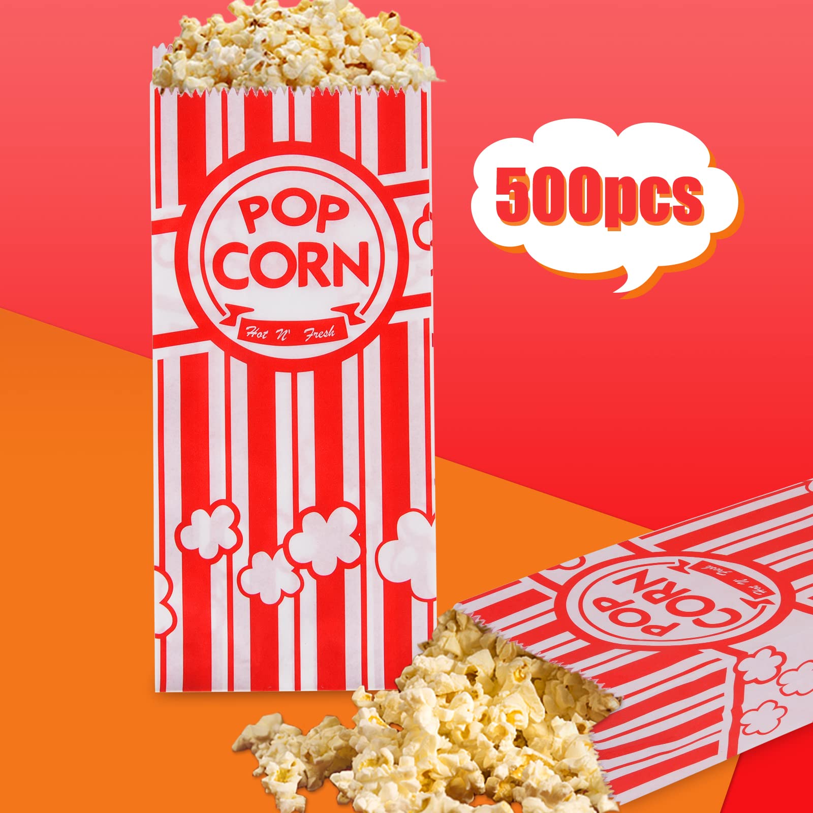 Essenya classic red and white striped popcorn bags