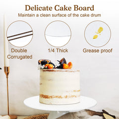 Essenya white-pattern cake board enhances event presentation.