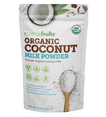Essenzefruits Pure Organic Coconut Milk Powder packaging displays premium dairy‑free option