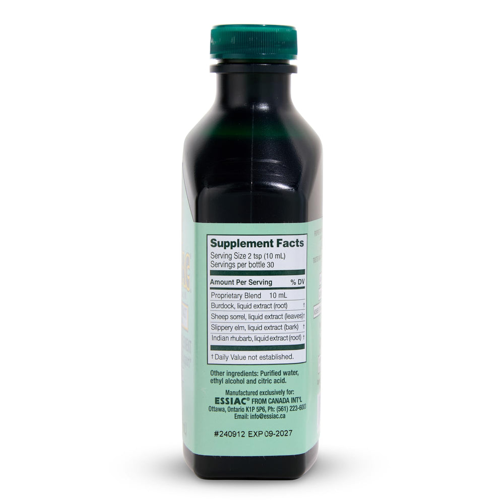 Essiac amber bottle with seal protects potency of the antioxidant-rich formula.